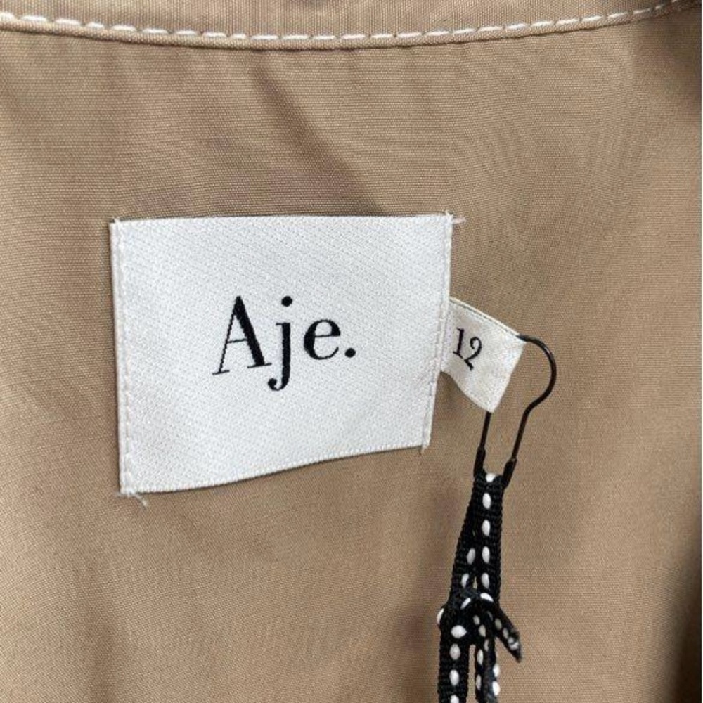 NEW Aje Tan Puff Sleeve Woodland Utility Midi Dress - Picture 6 of 7